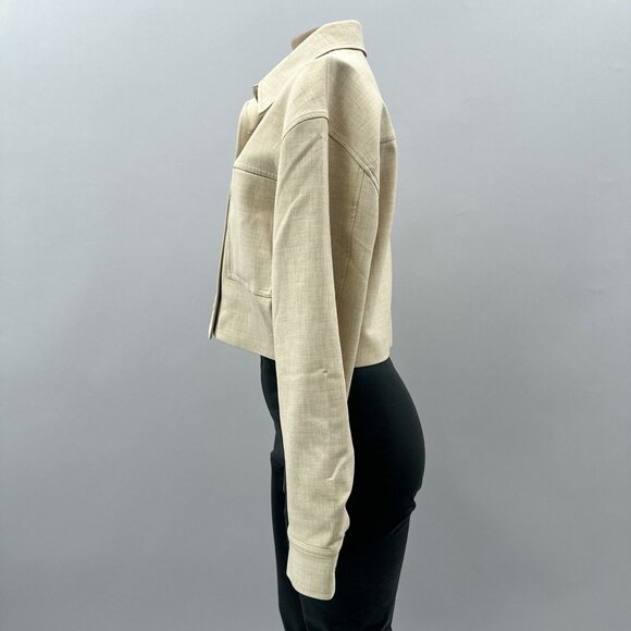 Aritzia Wilfred Little Cropped Jacket Heather Oat Beige Button Front Womens M - Picture 10 of 13
